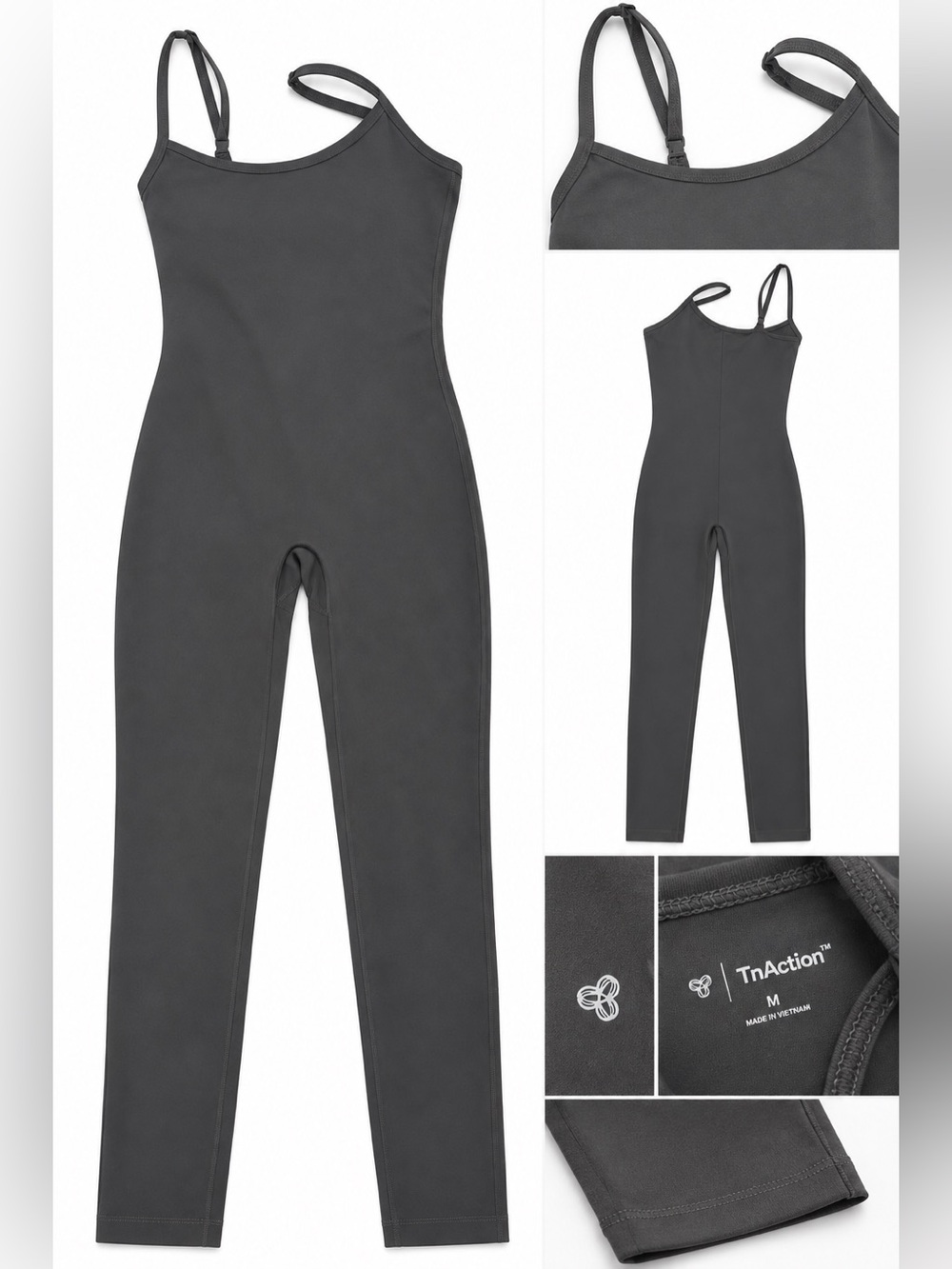 Aritzia TnAction Charcoal Grey Fitted Jumpsuit Size M